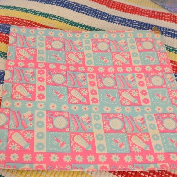 MCM Vintage 50s 60s 70s new baby shower wrapping paper lot - Picture 7 of 16